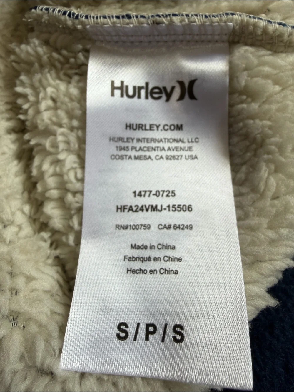 Hurley Polar Fleece Bonded Snap Up Jacket Shacket Men’s Size Small Blue NWT